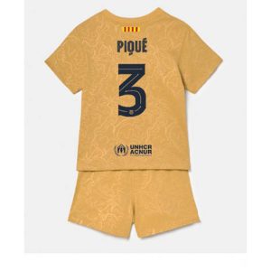 Kids Barcelona Gerard Pique #3 Uit tenue 2022-23 Korte Mouw (+ Korte broeken)