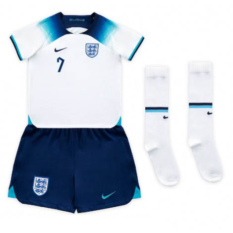 Kids Engeland Jack Grealish #7 Thuis tenue WK 2022 Korte Mouw (+ Korte broeken)-1