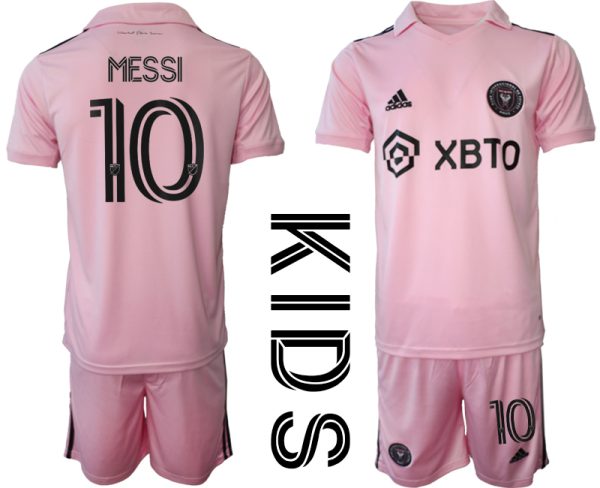 Inter Miami Lionel Messi #10 Thuis tenue Kids 2023-24 Korte Mouw (+ Korte broeken)