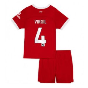 Kids Liverpool Virgil van Dijk #4 Thuis tenue 2023-24 Korte Mouw (+ Korte broeken)