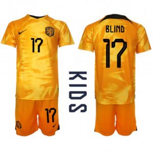 Kids Nederland Daley Blind #17 Thuis tenue WK 2022 Korte Mouw (+ Korte broeken)