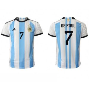 Argentinië Rodrigo de Paul #7 Thuis tenue Mensen WK 2022 Korte Mouw