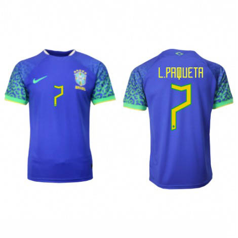 Brazilië Lucas Paqueta #7 Uit tenue Mensen WK 2022 Korte Mouw