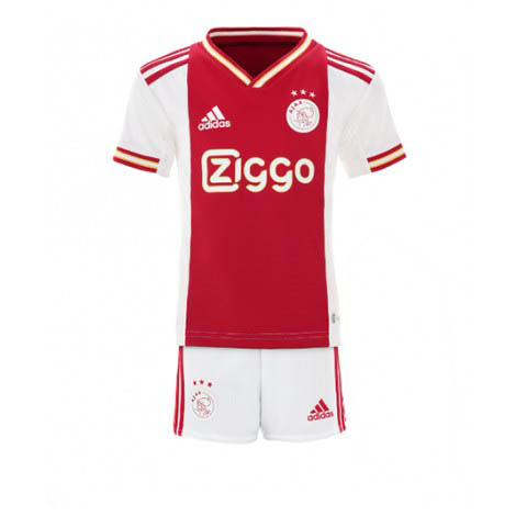 Kids Ajax Thuis tenue 2022-23 Korte Mouw (+ Korte broeken)