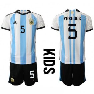 Kids Argentinië Leandro Paredes #5 Thuis tenue WK 2022 Korte Mouw (+ Korte broeken)