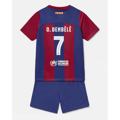 Kids Barcelona Ousmane Dembele #7 Thuis tenue 2023-24 Korte Mouw (+ Korte broeken)