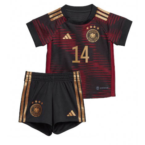 Kids Duitsland Jamal Musiala #14 Uit tenue WK 2022 Korte Mouw (+ Korte broeken)-1