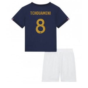 Kids Frankrijk Aurelien Tchouameni #8 Thuis tenue WK 2022 Korte Mouw (+ Korte broeken)