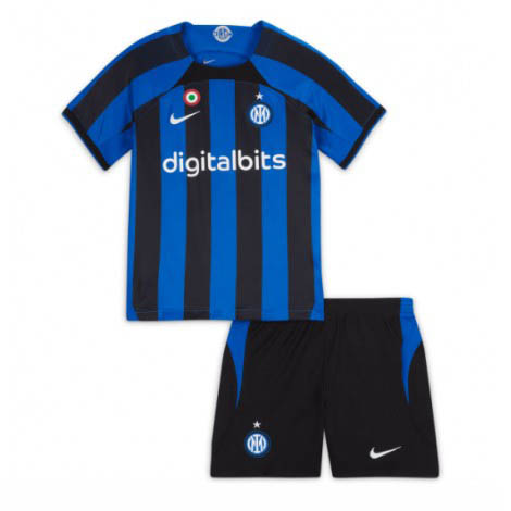 Kids Inter Milan Thuis tenue 2022-23 Korte Mouw (+ Korte broeken)