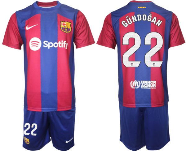 Barcelona Ilkay Gundogan #22 Thuis tenue Mensen 2023-24 Korte Mouw (+ Korte broeken)