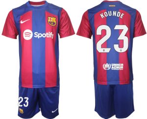 Barcelona Jules Kounde #23 Thuis tenue Mensen 2023-24 Korte Mouw (+ Korte broeken)
