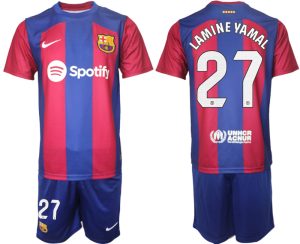 Barcelona Lamine Yamal #27 Thuis tenue Mensen 2023-24 Korte Mouw (+ Korte broeken)