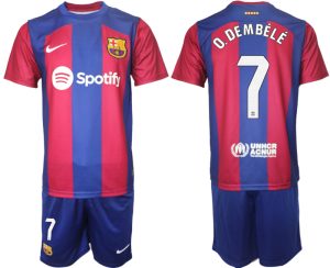 Barcelona Ousmane Dembele #7 Thuis tenue Mensen 2023-24 Korte Mouw (+ Korte broeken)
