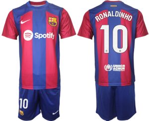 Barcelona Ronaldinho #10 Thuis tenue Mensen 2023-24 Korte Mouw (+ Korte broeken)