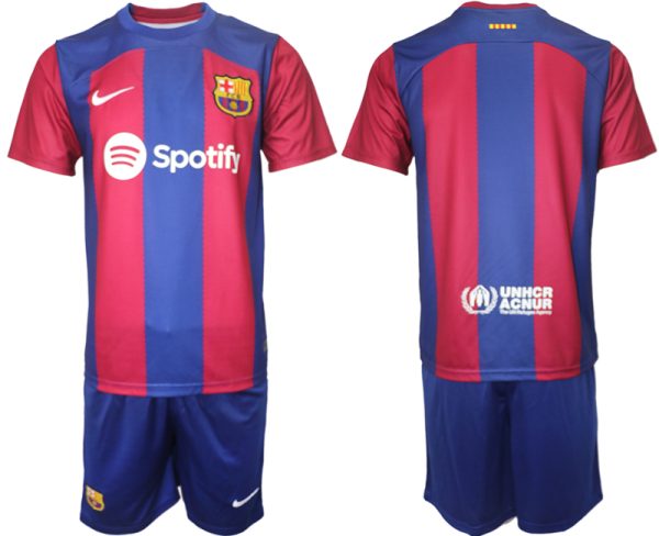 Barcelona Thuis tenue Mensen 2023-24 Korte Mouw (+ Korte broeken)