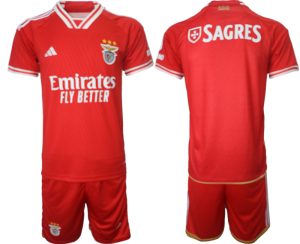 Benfica Thuis tenue Mensen 2023-24 Korte Mouw (+ Korte broeken)