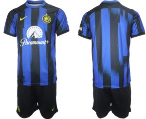 Inter Milan Thuis tenue Mensen 2023-24 Korte Mouw (+ Korte broeken)