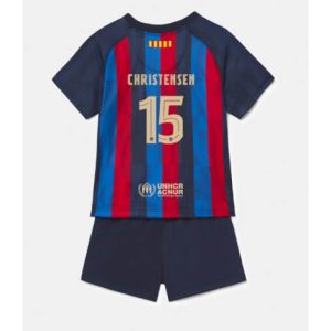 Kids Barcelona Andreas Christensen #15 Thuis tenue 2022-23 Korte Mouw (+ Korte broeken)