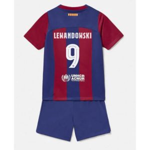 Kids Barcelona Robert Lewandowski #9 Thuis tenue 2023-24 Korte Mouw (+ Korte broeken)
