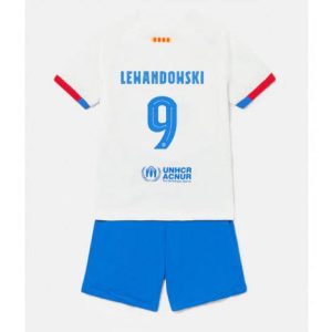Kids Barcelona Robert Lewandowski #9 Uit tenue 2023-24 Korte Mouw (+ Korte broeken)