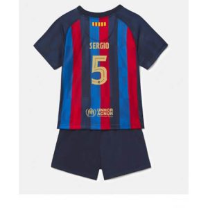 Kids Barcelona Sergio Busquets #5 Thuis tenue 2022-23 Korte Mouw (+ Korte broeken)