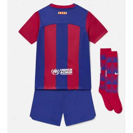 Kids Barcelona Thuis tenue 2023-24 Korte Mouw (+ Korte broeken)-1