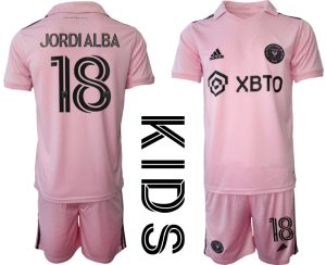 Kids Inter Miami Jordi Alba #18 Thuis tenue 2023-24 Korte Mouw (+ Korte broeken)