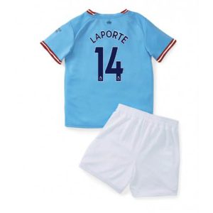 Kids Manchester City Aymeric Laporte #14 Thuis tenue 2022-23 Korte Mouw (+ Korte broeken)