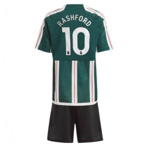Kids Manchester United Marcus Rashford #10 Uit tenue 2023-24 Korte Mouw (+ Korte broeken)