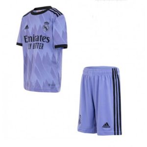 Kids Real Madrid Uit tenue 2022-23 Korte Mouw (+ Korte broeken)