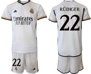 Real Madrid Antonio Rudiger #22 Thuis tenue Mensen 2023-24 Korte Mouw (+ Korte broeken)