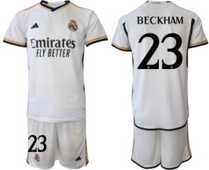 Real Madrid David Beckham #23 Thuis tenue Mensen 2023-24 Korte Mouw (+ Korte broeken)
