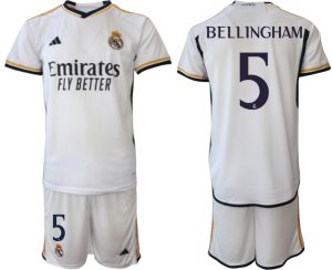 Real Madrid Jude Bellingham #5 Thuis tenue Mensen 2023-24 Korte Mouw (+ Korte broeken)