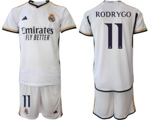 Real Madrid Rodrygo #11 Thuis tenue Mensen 2023-24 Korte Mouw (+ Korte broeken)