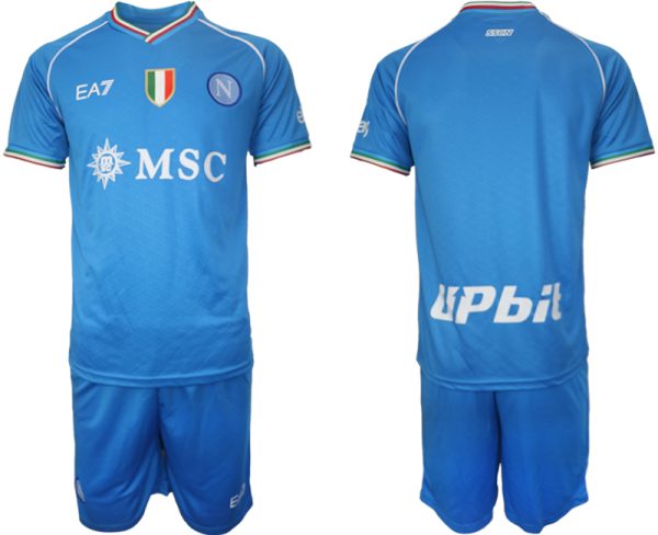 SSC Napoli Thuis tenue Mensen 2023-24 Korte Mouw (+ Korte broeken)