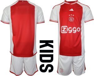 Ajax Thuis tenue Voetbalshirts 2023-24 Kids Korte Mouw (+ Korte broeken)