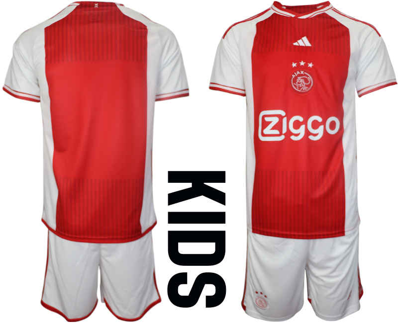 Ajax Thuis tenue Voetbalshirts 2023 24 Kids Korte Mouw Korte