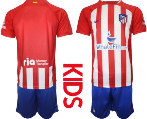 Atletico Madrid Thuis tenue Voetbalshirts Kids 2023-24 Korte Mouw (+ Korte broeken)