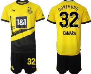 Borussia Dortmund Abdoulaye Kamara #32 Thuis tenue Voetbalshirts 2023-24 Korte Mouw (+ Korte broeken)