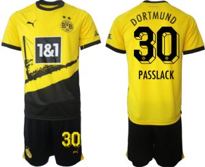 Borussia Dortmund Felix Passlack #30 Thuis tenue Voetbalshirts 2023-24 Korte Mouw (+ Korte broeken)