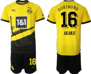 Borussia Dortmund Manuel Akanji #16 Thuis tenue Voetbalshirts 2023-24 Korte Mouw (+ Korte broeken)