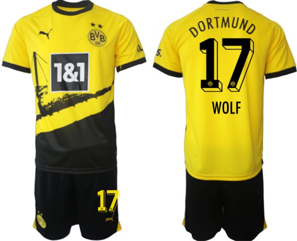 Borussia Dortmund Marius Wolf #17 Thuis tenue Voetbalshirts 2023-24 Korte Mouw (+ Korte broeken)