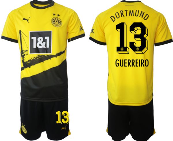 Borussia Dortmund Raphael Guerreiro #13 Thuis tenue Voetbalshirts 2023-24 Korte Mouw (+ Korte broeken)