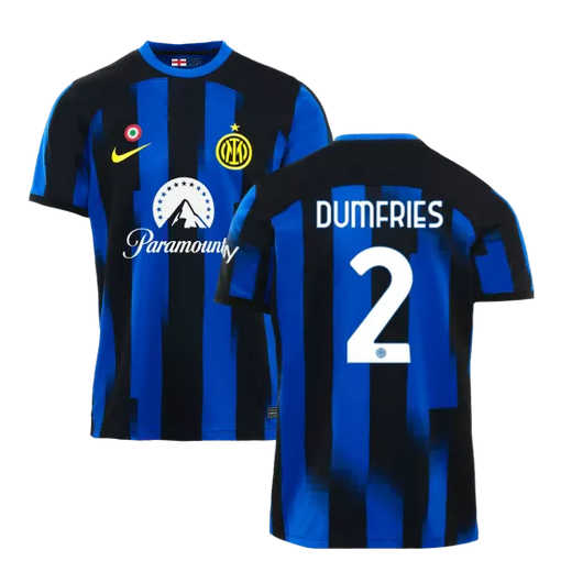 Inter Milan Denzel Dumfries #2 Thuis tenue Voetbalshirts 2023-24 Korte Mouw