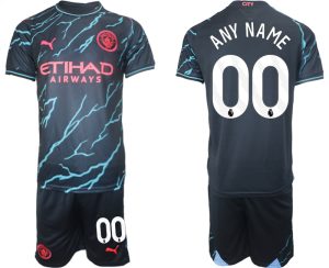 Manchester City Any Name Derde tenue Voetbalshirts 2023-24 Korte Mouw (+ Korte broeken)