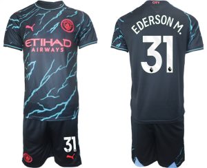 Manchester City Ederson M. #31 Derde tenue Voetbalshirts 2023-24 Korte Mouw (+ Korte broeken)