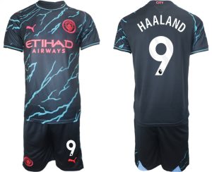 Manchester City Erling Haaland #9 Derde tenue Voetbalshirts 2023-24 Korte Mouw (+ Korte broeken)