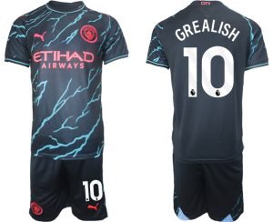 Manchester City Jack Grealish #10 Derde tenue Voetbalshirts 2023-24 Korte Mouw (+ Korte broeken)