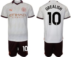 Manchester City Jack Grealish #10 Uit tenue Voetbalshirts 2023-24 Korte Mouw (+ Korte broeken)