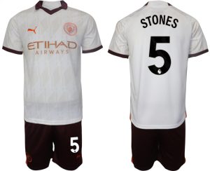 Manchester City John Stones #5 Uit tenue Voetbalshirts 2023-24 Korte Mouw (+ Korte broeken)